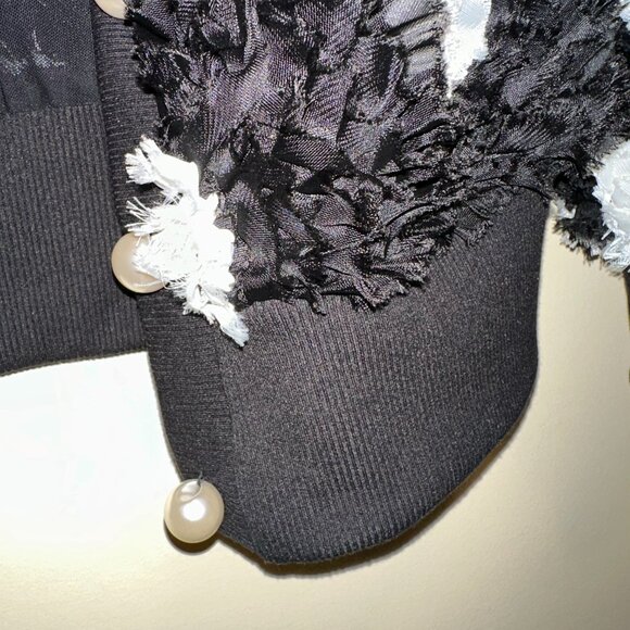 OO LALA women's black with white cardigan sweater SIZE LARGE - Picture 10 of 16